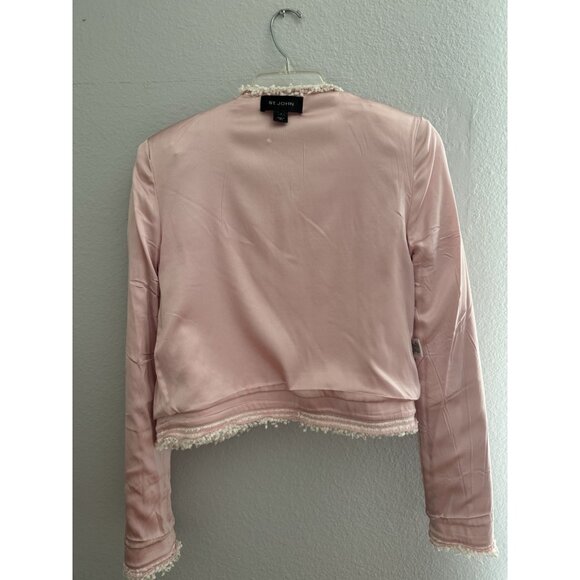 St John Boucle Tinsel Tweet Jacket White Pink Lined Sz 2 Sparkly Glimmery Barbie - Picture 12 of 13